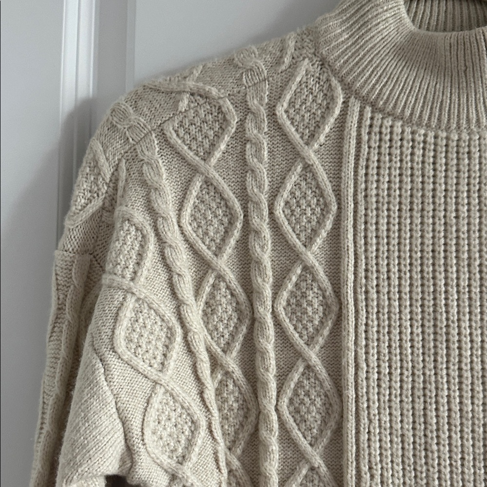 Express Brand Women’s Cream Cable Knit Turtleneck Sweater - Picture 4 of 6